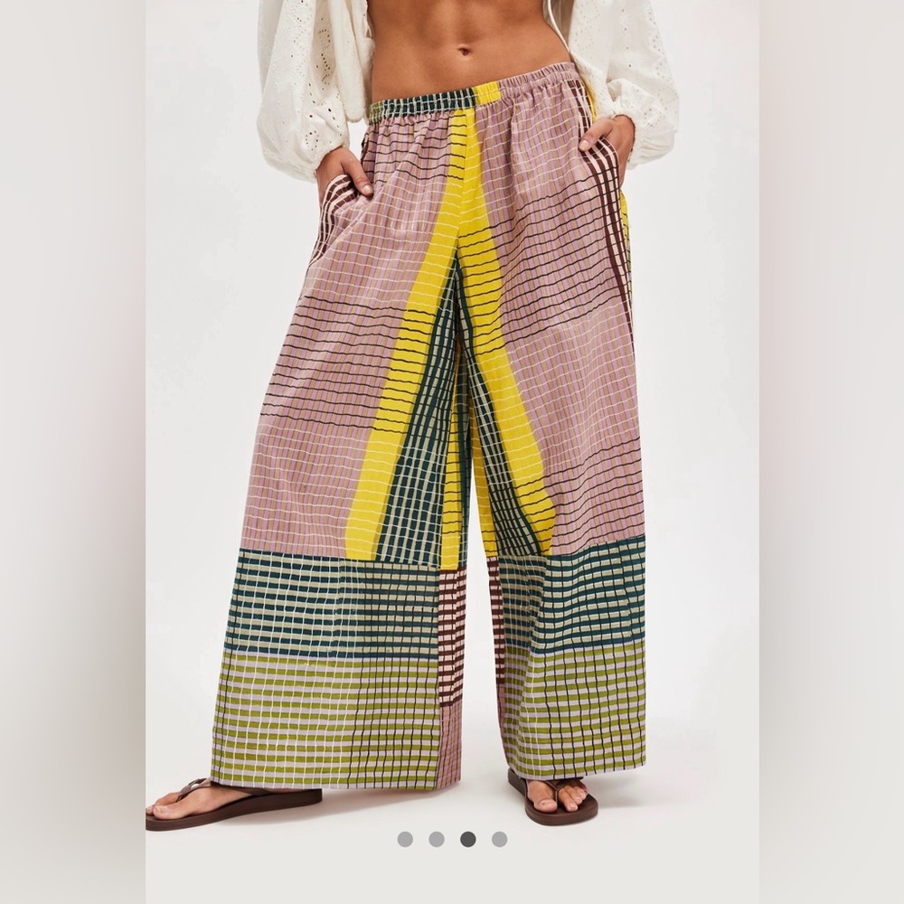 Rujuta Sheth Austin Pants in Ink Grid Block Print size XL